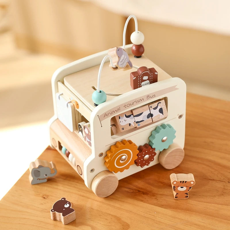 Wooden Bus Busy Toy - Nest & Play