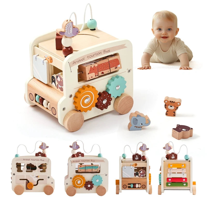 Wooden Bus Busy Toy - Nest & Play