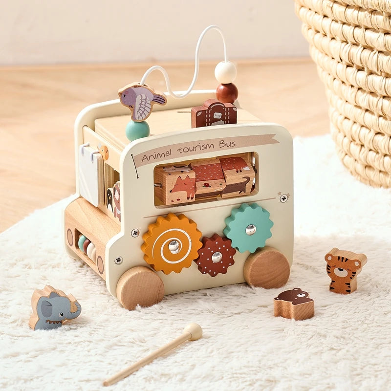 Wooden Bus Busy Toy - Nest & Play