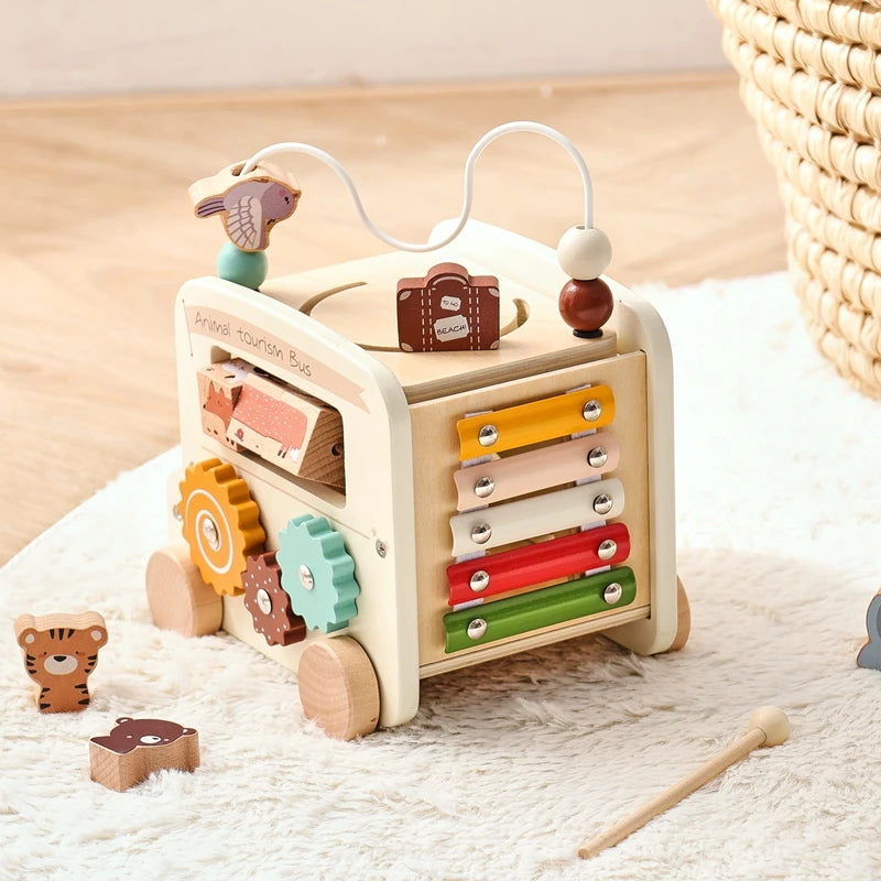 Wooden Bus Busy Toy - Nest & Play