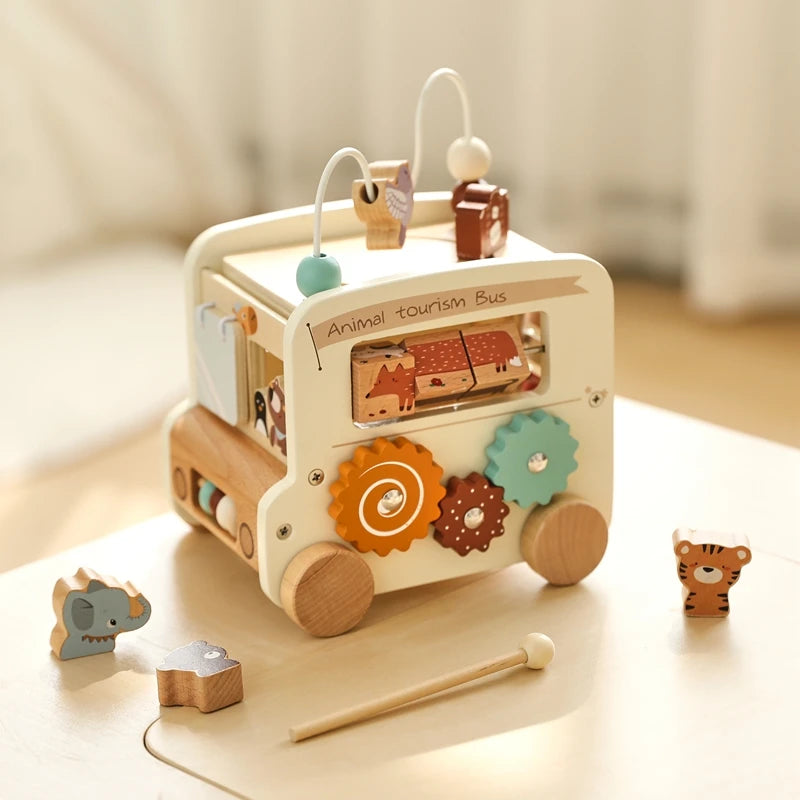 Wooden Bus Busy Toy - Nest & Play